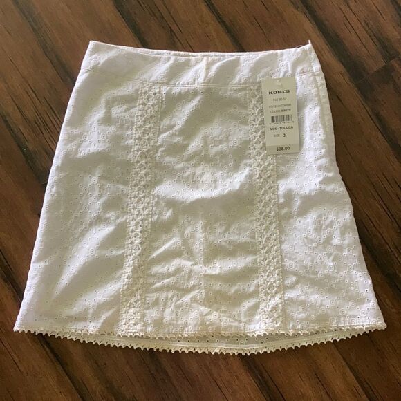 NWT Wrapper for Kohls White Eyelet Lace Hem Skirt Size XS/S - elegant - Picture 1 of 7
